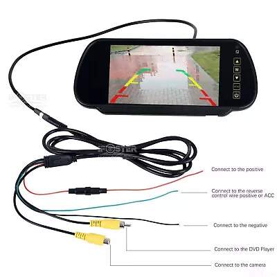 7'' TFT LCD Screen Car Rear View Mirror Monitor For Reversing Camera Kit DVD VCR • $45