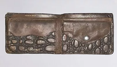 Vintage Genuine Crocodile Knobby Cowhide Leather Skin Brown Bifold Wallet Men's • $14