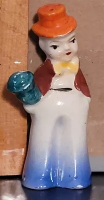 Vintage CERAMIC MAN IN FANCY CLOTHES SALT SHAKER SINGLE MADE IN JAPAN • $7