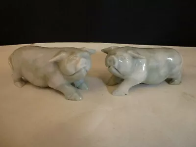 3.5   Handmade Ming Dynasty Chinese Antique Hetian Jade Natural Pair PIG Statues • $1250