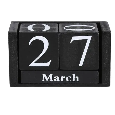 £8.15 • Buy Vintage Wooden Calendar Desktop Block Month Date Display Home Office Decor Black