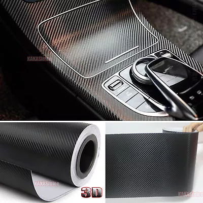 Adhesive Tape DIY PVC 3D Carbon Fiber Texture Vinyl Wrap Sticker Sheet Black CR • $88.31