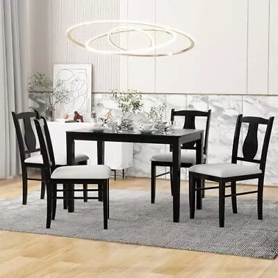 Room 5-Piece Wooden Rectangular Upholstered Exquisite Kitchen Dining Table ... • $357.18