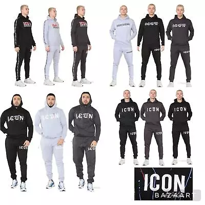 NEW Mens ICON FULL Tracksuit Slim Skinny Fit Joggers Bottoms Jumper Hoodie Gym . • £24.99