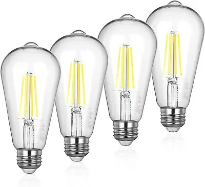 EDISHINE 4-Pack LED Edison Bulb 4000K Daylight White LED Filament Bulbs 800LM   • $13.59