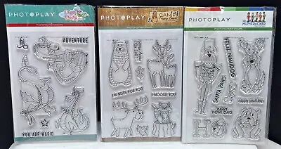 Photoplay THE MUTTCRACKER Dragon Happy Bear Animals Dogs Rubber Stamps Lot • $34.97