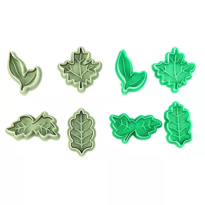 4 Kinds Of Leaf Shape Plastic Cookie Cutters Set Pastry Cake Biscuit Mold HL KP • £3.88