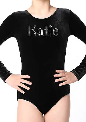 Personalised Gymnastics Leotards Girls Ballet Dance Lycra Velvet Unitard Shine • £16.99