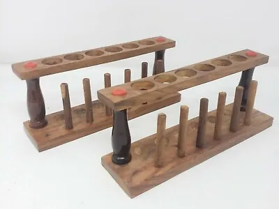 Test Tube Stand Set Of 2 Wooden 6 Hole With Drying Rack Vintage Lab Equipment • $29.95