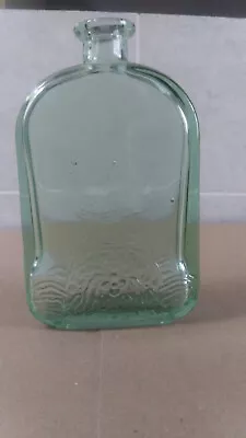 [Vintage] Green Glass Flower Mountain Bottle Empty • $10