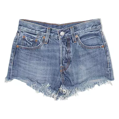 LEVI'S 501 Cutoff Womens Denim Shorts Blue Slim XXS W24 • £13.99