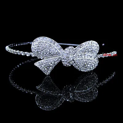 £11.39 • Buy Lovely 6.5cm Big Bow Bridal Princess Prom Queen Crystal SIDE Tiara Headband