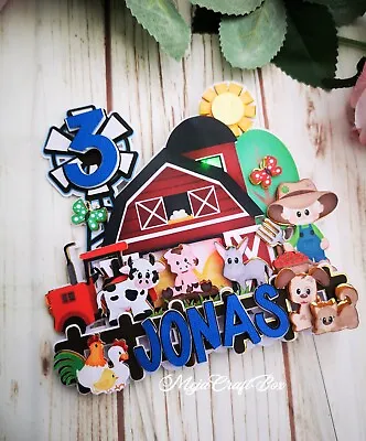 Farm Animals Cake Topper 3D Cake Decoration Personalised • £11.99