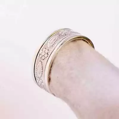 925 Sterling Silver Spinner Ring Fidget Thumb Ring Band Designer Handmade Ring Q • $10.39