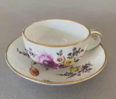 Vintage Meissen Hand Painted Floral Cup & Saucer Set • $165