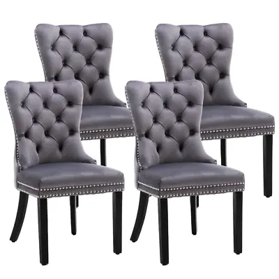 $528.26 • Buy 4x Velvet Dining Chairs Upholstered Tufted Kithcen Chair With Solid Wood Legs St