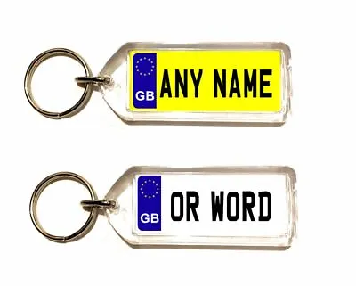 Personalised GB Registration Number Plate Keyring Any Name Or Text • £3.59