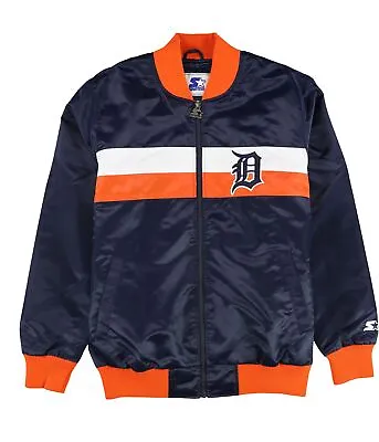STARTER Mens Detroit Tigers Team Logo Varsity Jacket Blue Large (Regular) • $99.23