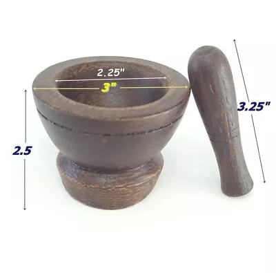 Mini Motar Pestle Palm Wood For Medicine Crushing Grinding Vintage Handicraft • $47.99