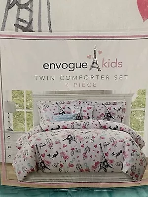 NEW! 4pc EIFFEL Tower PARIS TWIN Set Comforter Sham 2 Pillows  Envogue Kids • $49.99