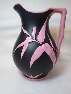 John Mortlock Minton England Black And Pink Bamboo Porcelain Pitcher 8  • $38