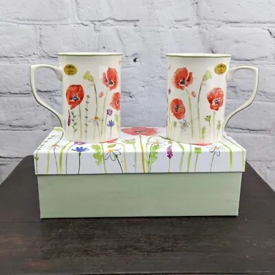 £14.99 • Buy Mugs Poppy Design Fine China 2 In Box Leonardo Collection 
