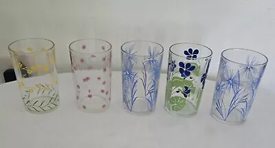 5 Vintage Swanky Swigs Juice Glasses  Floral Flowers Assortment + Target 3.5   • $15