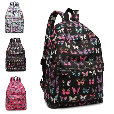 £10.99 • Buy Girls Canvas Butterfly Print Bag School Ladies Backpack Travel Rucksack A4
