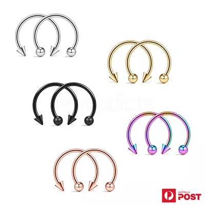$9.99 • Buy 2-6PCS Horseshoe Ring Surgical Steel Spike Piercing Ear Nose Septum Cartilage