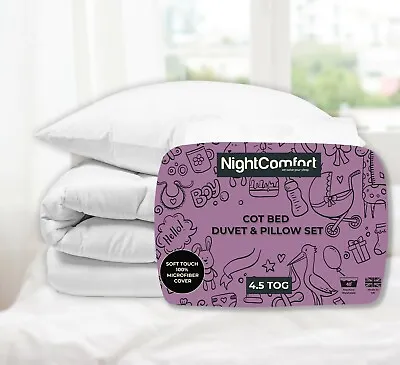 NightComfort Cot Bed Microfibre Toddler Duvet And Pillow Set 4.5 Tog To 9 Tog • £19.20