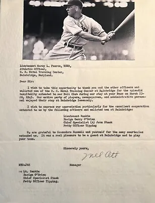 1945 Mel Ott Playing Days NY Giants Signed Letter HOF D 58 PSA DNA Grade Mint 9 • $1750