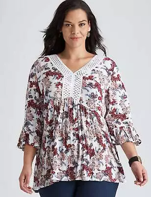 AUTOGRAPH - Plus Size - Womens Tops -  Woven Peasant Fluted Sleeve Top • $17.11