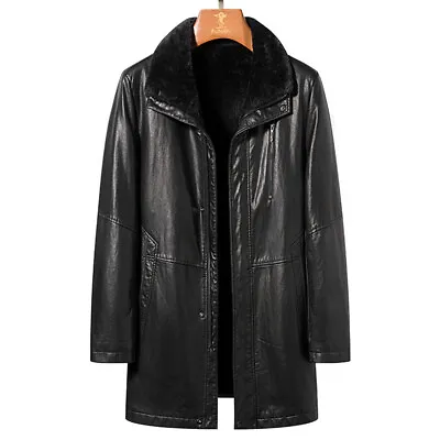 Sheepskin Men Fur Coat Thickened Leather Jacket Genuine Leather Fur New Overcoat • $241.78