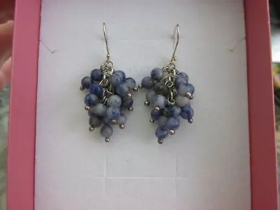 Amy Kahn Russell Sterling Silver Sodalite Grape Style Drop Earrings • $50