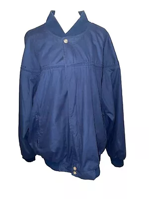 Haband Vintage Navy Blue Lightweight Zip Bomber Jacket Size XL Lined • $28