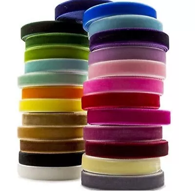 Velvet Ribbon Trim Good Quality Cut To Length 10/16/25mm 43 COLOURS Crafts 1380 • £2.30