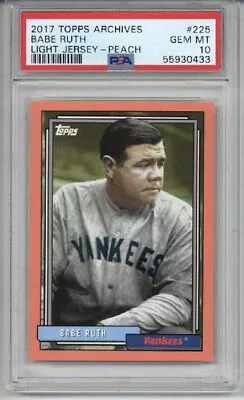 2017 Topps Archives Light Jersey Peach #225 Babe Ruth Le /199 Psa 10 Sp Pop 1 • $250