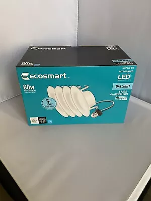 EcoSmart 4 In. White Integrated LED Recessed Trim Daylight 4-Pack Dimmable Nib • $12.95