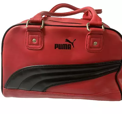 Retro Puma Bowling Style Bag Handbag Pink Black Sport Gym Logo • £28.95