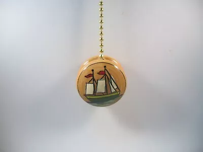 Fan Light Pull Nautical Wooden Ship Hand Painted  18   Chain With Coupling FN7 • £6.75