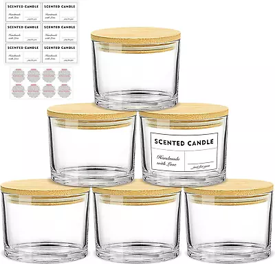 16Oz Candle Jars 6 Pack - 3 Wick Large Empty Clear Glass Candle Making Jars With • $38.99