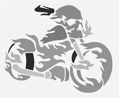 8 X9.5  Clear Plastic Stencil - Skull Motorcycle (RO406)----- • $5.50