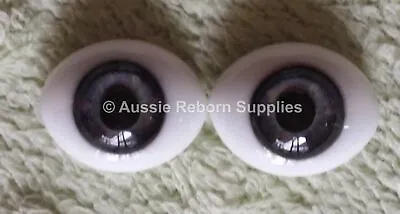 22mm Grey Blue Oval Glass Eyes Reborn Baby Doll Making Supplies • $22.95