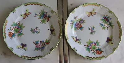 2 HEREND Porcelain Handpainted Queen Victoria Round Dinner Plate 1524/vbo 10” • $250