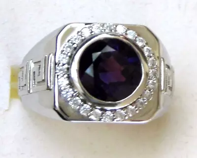 Amethyst & White Zircon Ring / Size 14 / 925 Sterling Silver / 3cts 10.2 Grams • $56.99