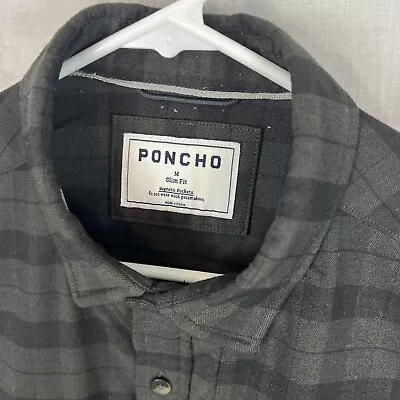 Poncho Flannel Button Down  Mens Medium Slim Fit Plaid Magnetic Button • $59.95