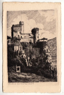 £0.97 • Buy Trechtingshausen Etching Rheinstein Castle Around 1910 (Rüdesheim Lorch Bingen)