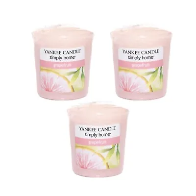 3 Yankee Candle Simply Home Votives Grapefruit 15 Hours Room Home Fragrance 49g • £7.49