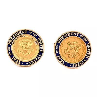 Vintage Gerald Ford Gold Plated President Of The United States Seal Cuff Links • $145