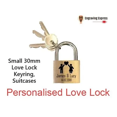 Personalised Love Lock Engraved Padlock 30mm Anniversary Gifts Valentines Gift • £4.99